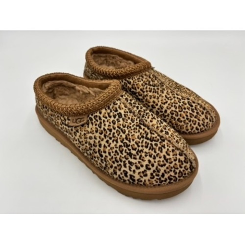UGG Tasman Leopard Calf Hair Slippers Chestnut Animal Print 1149230 Womens 8